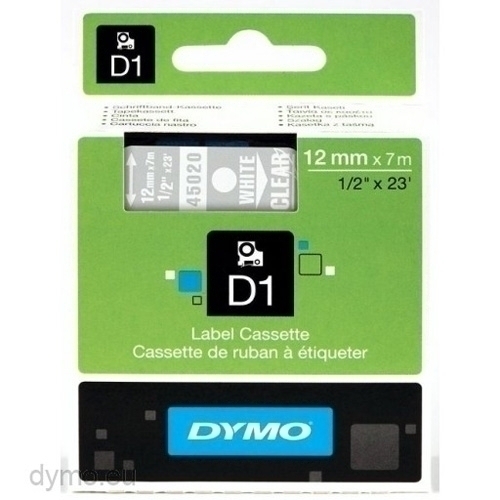 [S0720600] CINTA   DYMO 764370 D1 12MMX7M BL/TR 45020