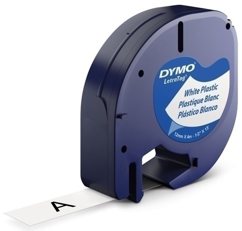 [S0721610] CINTA   DYMO 765015 LETRATAG 12MM NG/BL 91201