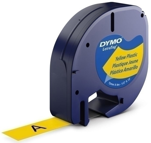 [S0721620] CINTA   DYMO 765023 LETRATAG 12MM NG/AM 91202