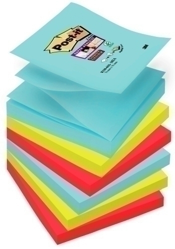 [R330-6SS-COS] BLOC NOTAS POST-IT R330-6SS-COS 90h Z NOTES 76x76 (R330) SUPER STICKY COLORES MIAMI PACK de 6