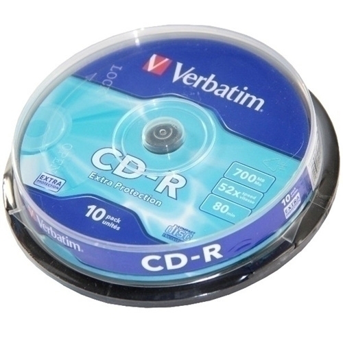 [43437]  CD-R VERBATIM 322445 DATALIFE 52X 700MB BOB 10