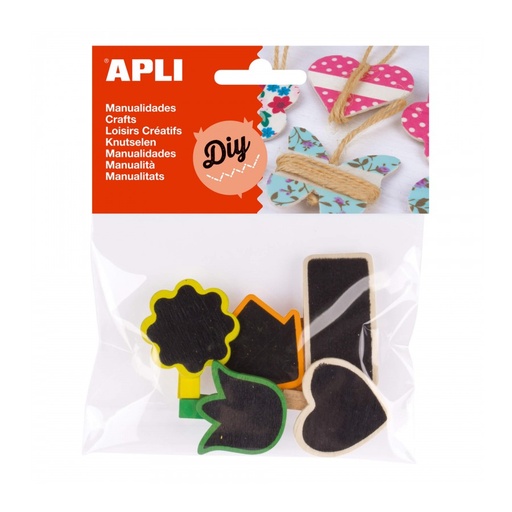 [14783] PINZAS APLI 14783 35X5MM MINI MADERA PIZARRA 5UN