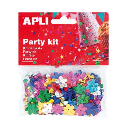 [13818] CONFETI APLI 13818 13MM FLORES COLORES SURT.  14GR.