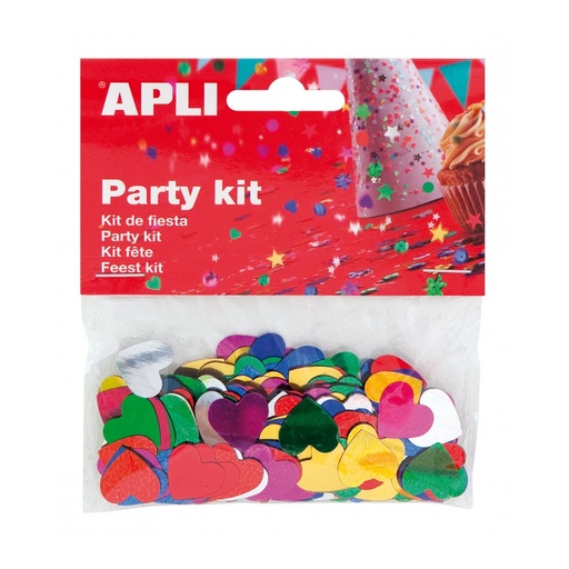 [13820] CONFETI APLI 13820 15MM CORAZONES COLORES SURT. 14GR